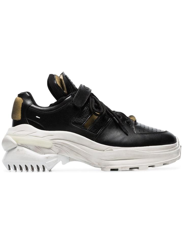 Maison Margiela Black And White Artisanal Leather Low Top Sneakers