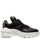 Maison Margiela Black And White Artisanal Leather Low Top Sneakers