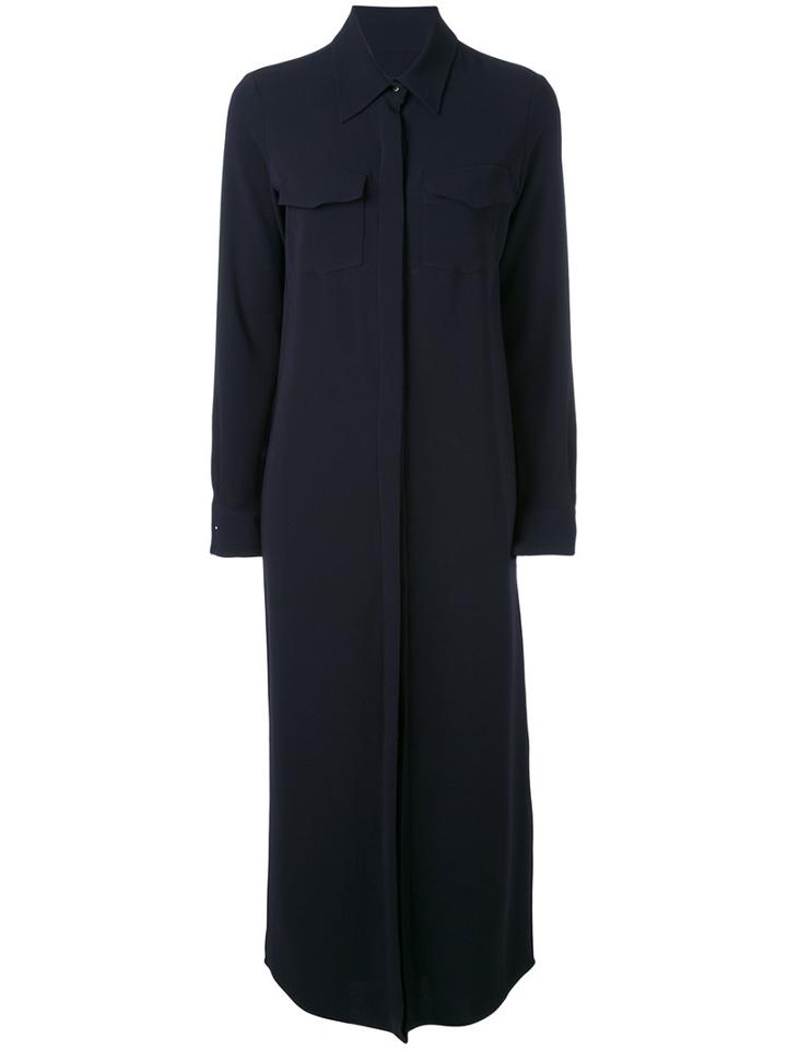 Alberto Biani - Long Shirt Dress - Women - Polyester/triacetate - 42, Blue, Polyester/triacetate