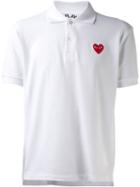 Comme Des Garçons Play Embroidered Heart Polo Shirt, Men's, Size: Large, White, Cotton