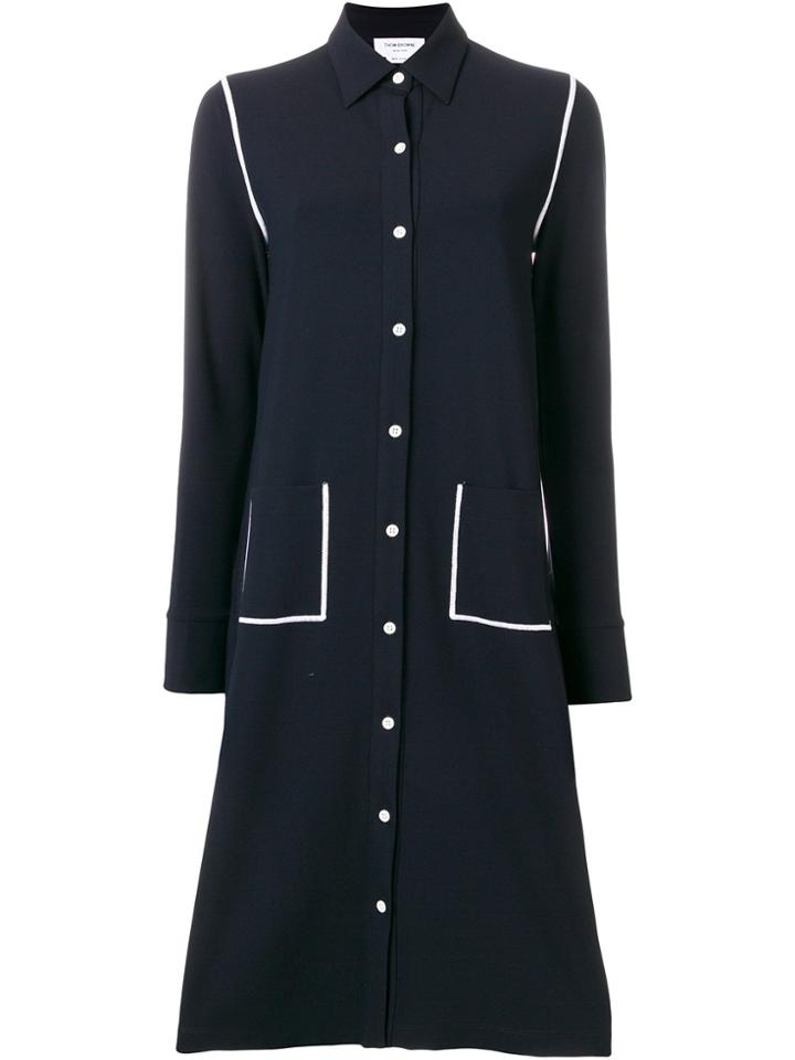 Thom Browne Contrast Cover-stitched A-line Shirtdress In Milano Tech -