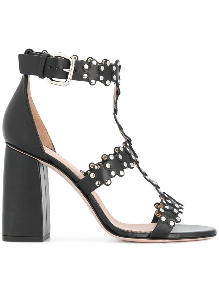 Red Valentino Flower Puzzle Sandals - Black