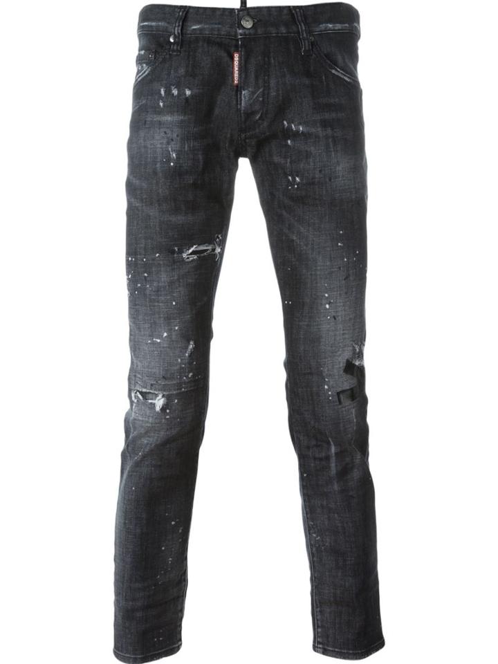 Dsquared2 Clement Jeans, Men's, Size: 52, Black, Cotton/spandex/elastane/polyester/calf Leather