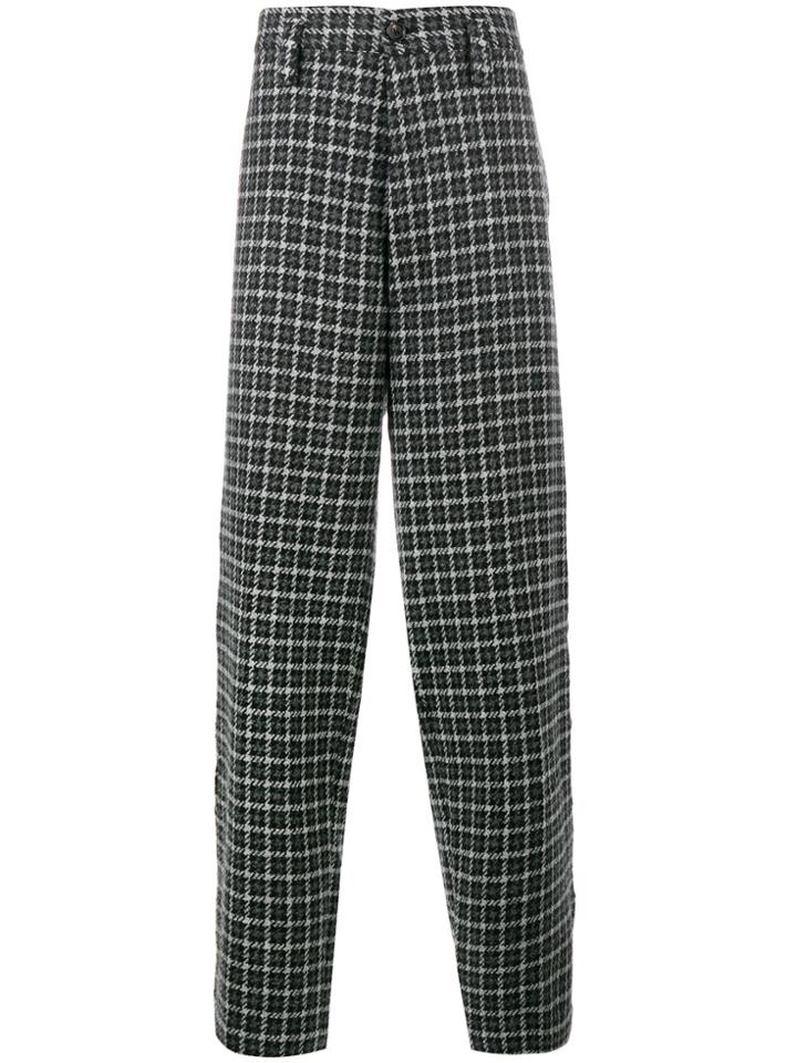 Marni Wool Checked Wide Leg Trousers - Grey