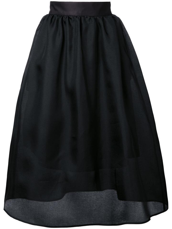 Le Ciel Bleu Midi Full Skirt, Women's, Size: 36, Black, Silk