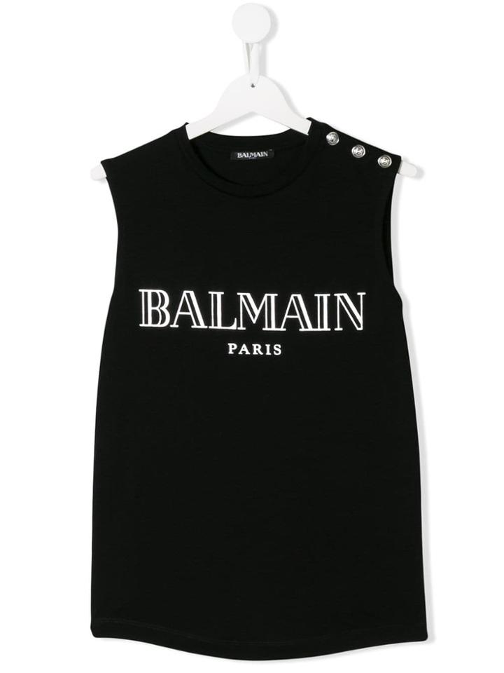 Balmain Kids Logo Print Tank Top - Black