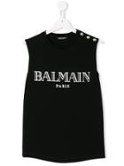 Balmain Kids Logo Print Tank Top - Black
