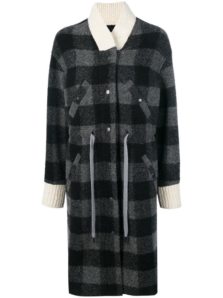 Isabel Marant Étoile - Tonal Check Midi Coat - Women - Cotton/polyester/wool/other Fibres - 34, Grey, Cotton/polyester/wool/other Fibres
