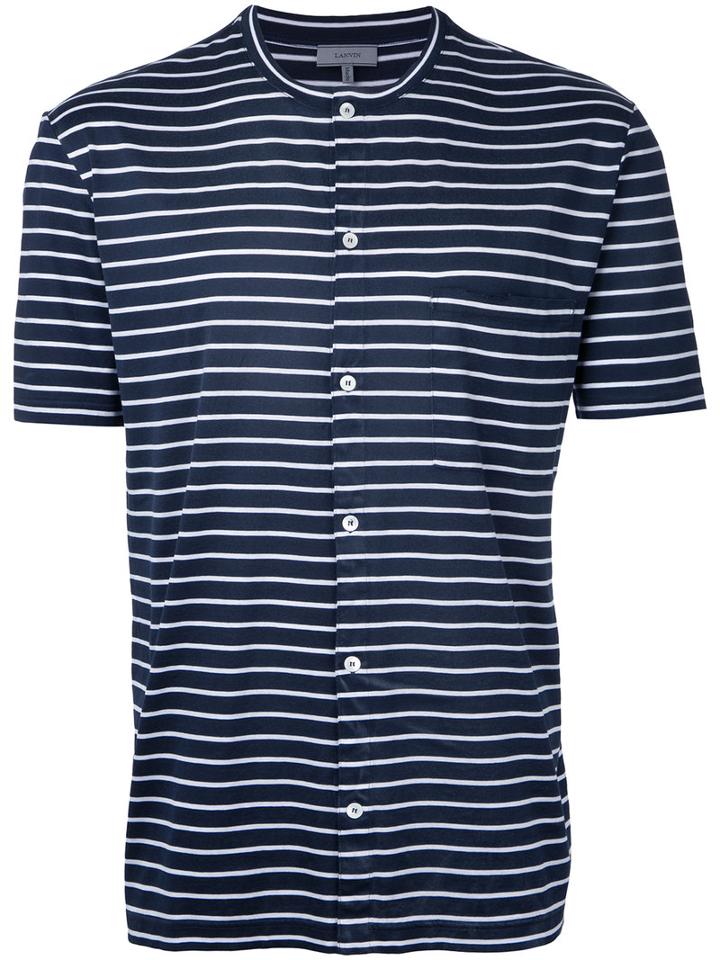 Lanvin - Button Front Striped Top - Men - Cotton - L, Blue, Cotton
