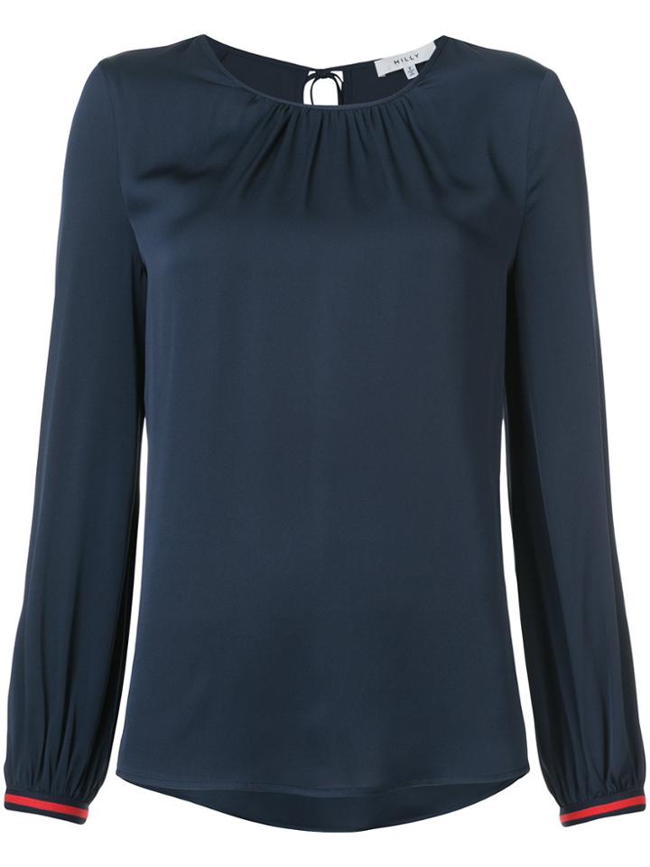 Milly Pleated Neck Blouse - Blue