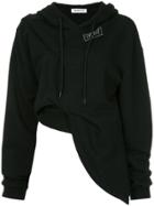 Ground Zero Defect Slogan Draped Hoodie - Black