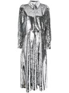 Ganni Long Sequinned Dress - Silver