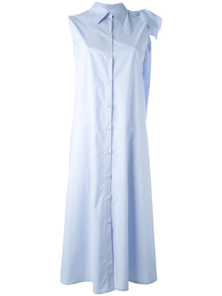 Mm6 Maison Margiela Sleeveless Midi Shirt Dress, Women's, Size: 44, Blue, Cotton