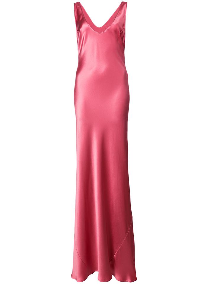 Galvan - V Neck Gown - Women - Silk - 40, Pink/purple, Silk