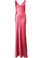Galvan - V Neck Gown - Women - Silk - 40, Pink/purple, Silk