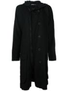 Rundholz Zip Up Hooded Coat, Women's, Size: Large, Black, Virgin Wool/ramie/cotton/spandex/elastane