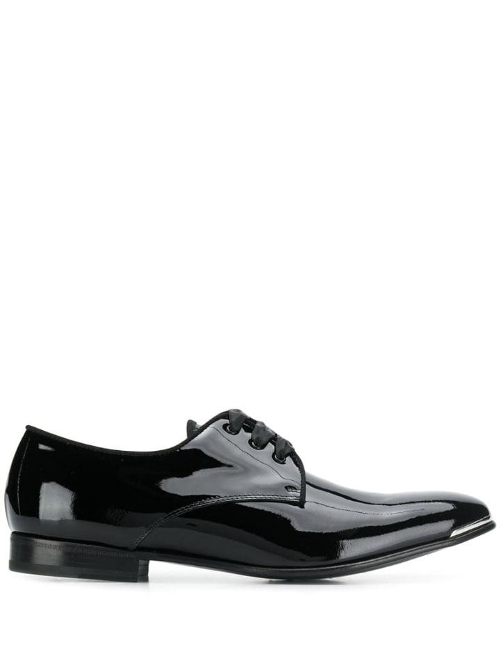 Alexander Mcqueen Patent Ribbon Derby Shoes - Black