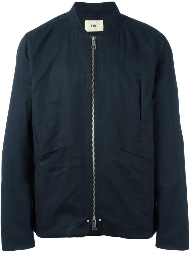 Folk 'harrington' Bomber Jacket, Men's, Size: 5, Blue, Polyester/cotton/nylon