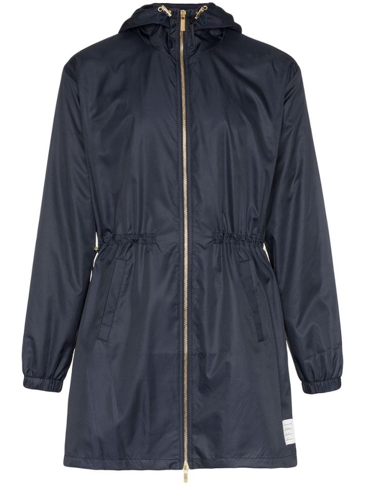 Thom Browne Logo-patch Parka Jacket - Blue
