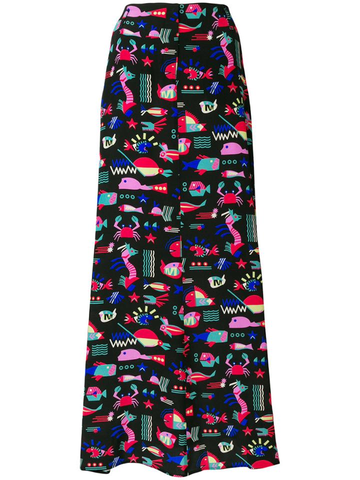 Emporio Armani Printed Maxi Skirt - Black