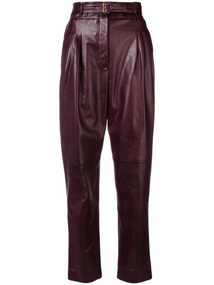 Alberta Ferretti Belt Tapered Trousers - Pink & Purple