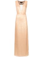 Paule Ka - Woven Plunge Column Dress - Women - Silk/polyester - 38, Grey, Silk/polyester