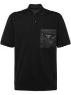 Prada Cotton Piqué Polo Shirt With Inserts - Black