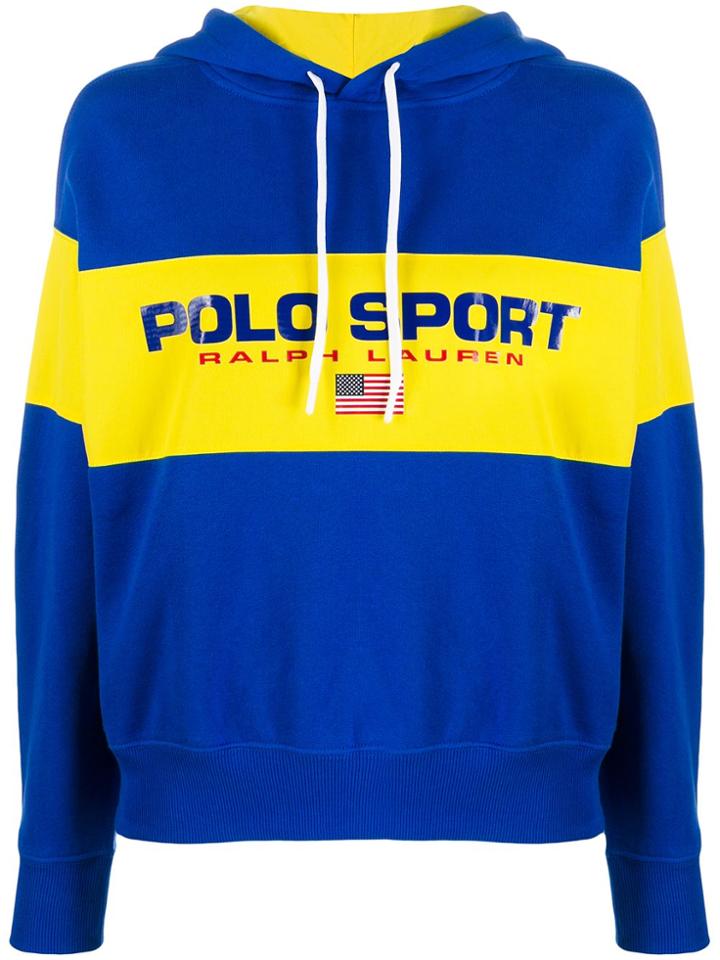 Polo Ralph Lauren Logo Colour-block Hoodie - Blue