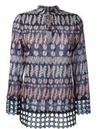 Tory Burch Embroidered Hem Printed Blouse
