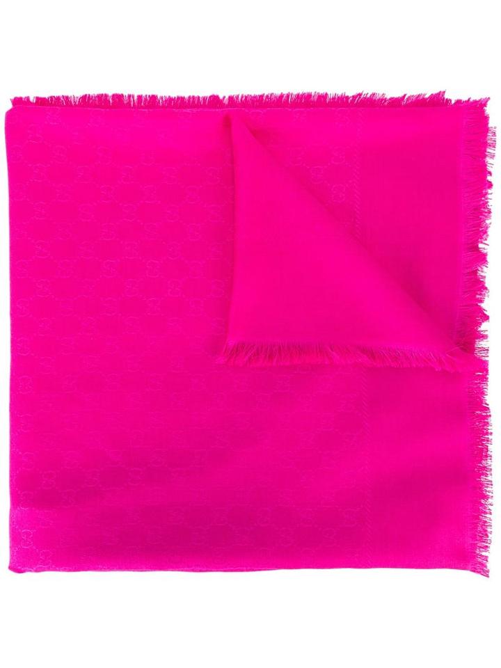Gucci Gg Jacquard Shawl, Women's, Pink/purple, Silk/wool