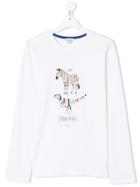 Paul Smith Junior Teen Zebrasaurus Long Sleeve T-shirt - White