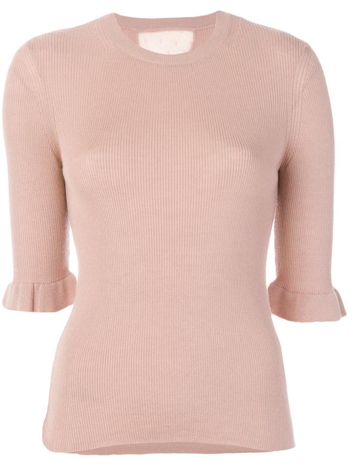 Red Valentino Tulle Insert Ribbed Jumper - Pink & Purple