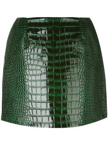 Fleamadonna Crocodile Effect Skirt, Women's, Size: Small, Green, Pvc/polyester