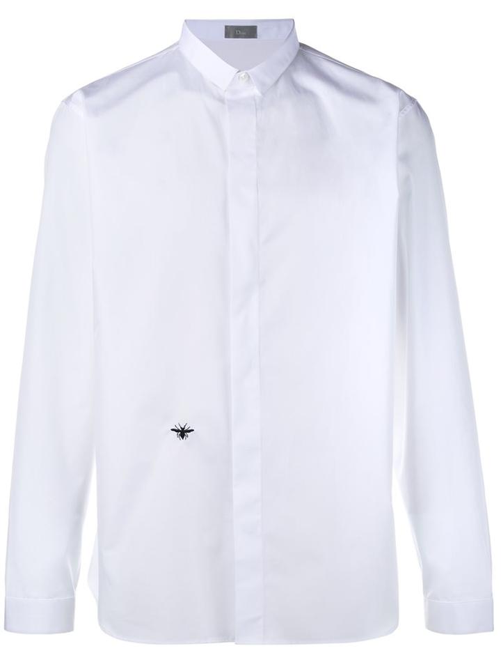 Dior Homme Embroidered Bee Logo Shirt, Men's, Size: 41, White, Cotton