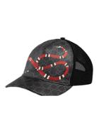 Gucci Kingsnake Print Gg Supreme Baseball Hat - Black