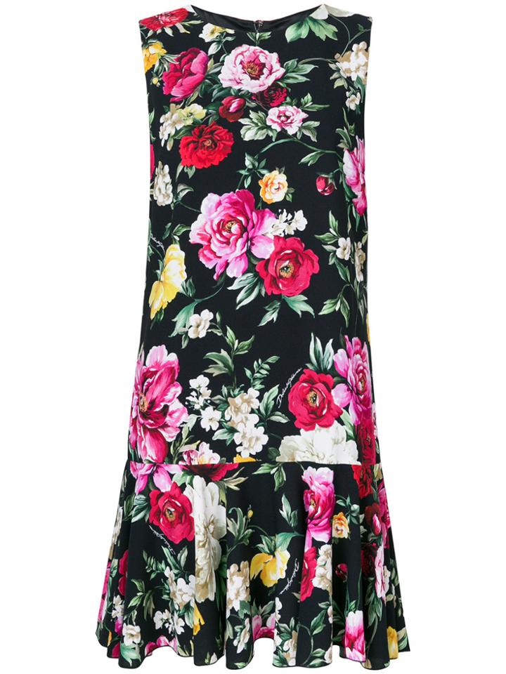 Dolce & Gabbana Floral Print Mini Dress - Black