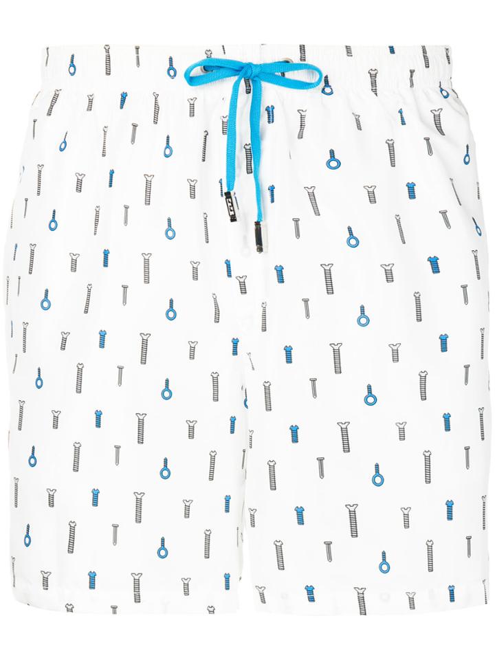 Fefè Screw Print Swim Shorts - White