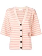 Chloé Striped Cashmere Cardigan - Pink