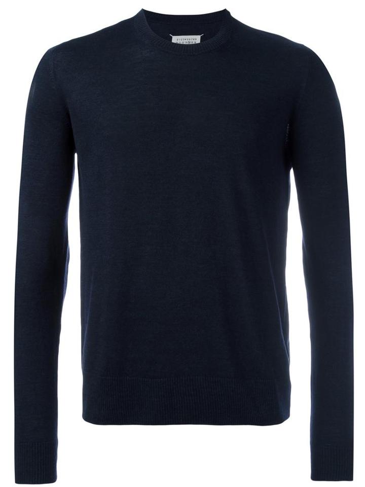 Maison Margiela Elbow Patch Jumper, Men's, Size: Large, Blue, Linen/flax/wool