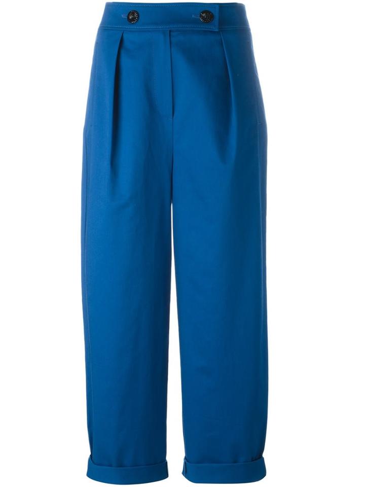 Kenzo High-waisted Trousers, Women's, Size: 36, Blue, Cotton/polyurethane/polyester