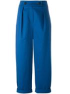 Kenzo High-waisted Trousers, Women's, Size: 36, Blue, Cotton/polyurethane/polyester