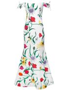 Carolina Herrera Off The Shoulder Floral Gown - White