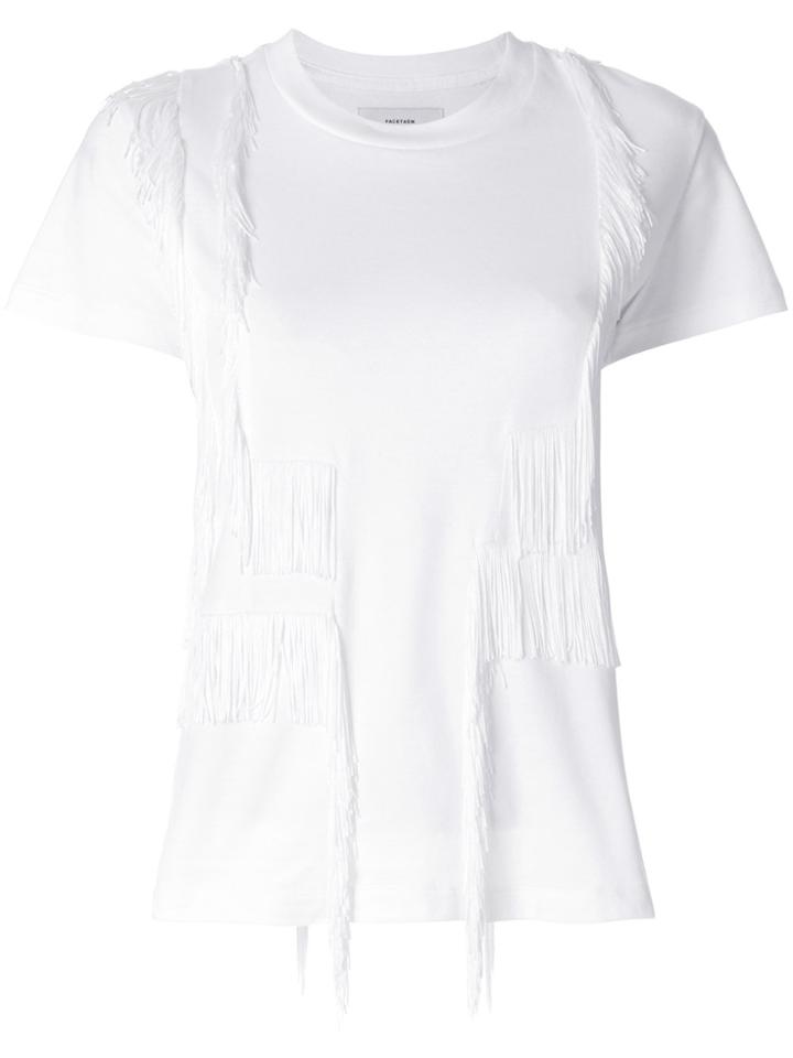 Facetasm Short Sleeved Fringed T-shirt - White
