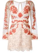 For Love And Lemons - Sheer Detail Fitted Dress - Women - Cotton/nylon/polyester/spandex/elastane - Xs, Nude/neutrals, Cotton/nylon/polyester/spandex/elastane