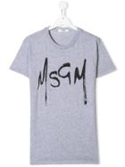 Msgm Kids Teen Logo Print T-shirt - Grey