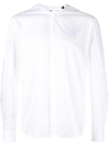 Curieux Collarless Button Down Shirt, Men's, Size: 16, White, Cotton