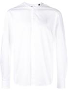 Curieux Collarless Button Down Shirt, Men's, Size: 16, White, Cotton