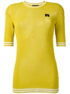 Rochas - Perforated Knit Jumper - Women - Polyester/viscose - 40, Women's, Yellow/orange, Polyester/viscose
