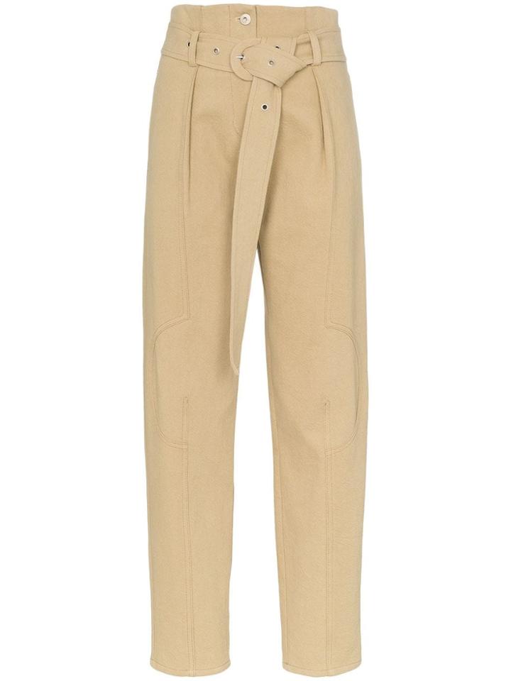 Low Classic Belted Straight Leg Trousers - Neutrals