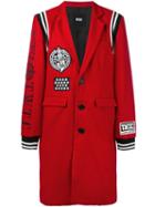 Ktz Patch Detail Coat, Men's, Size: Medium, Red, Polyester/viscose/wool